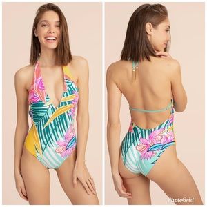 NWT Trina Turk Terra Nostra Plunge One Piece Swimsuit Bathing Suit